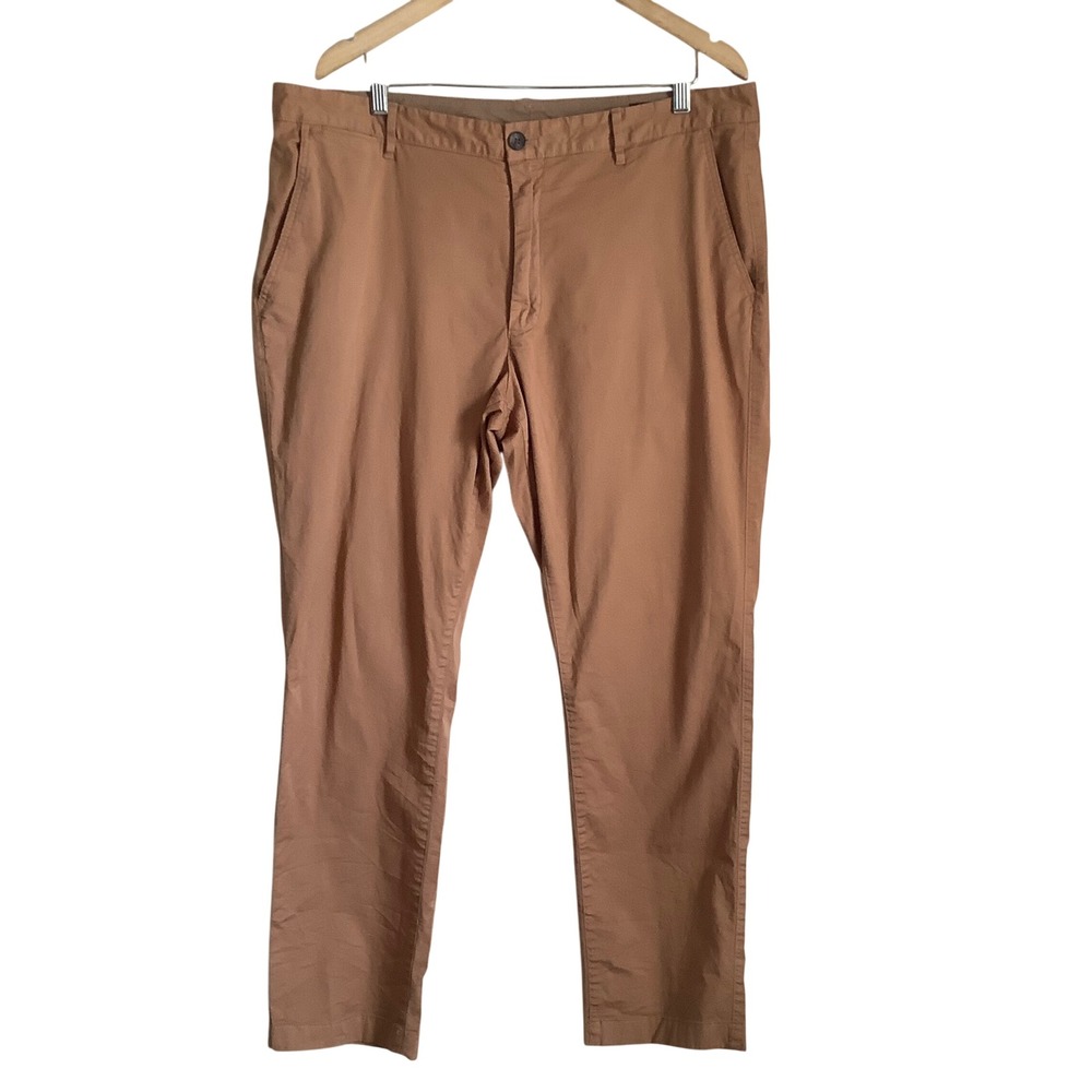 Bonobos Mens Chino Pants Tan Brown‎ Flat Front Cotton Blend Trousers 38x30